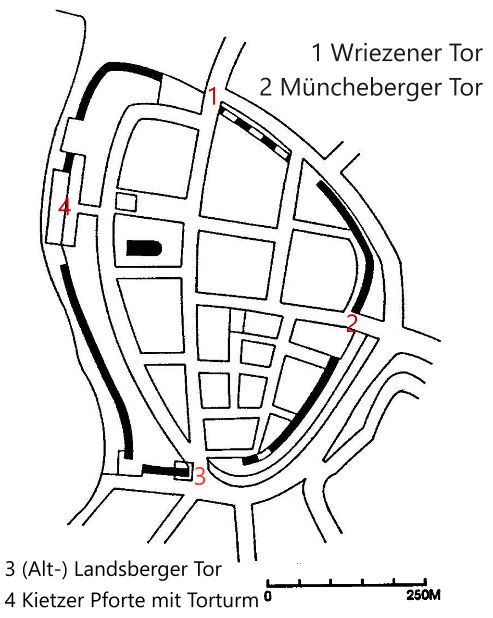 Grundriss der Stadtmauer Strausberg