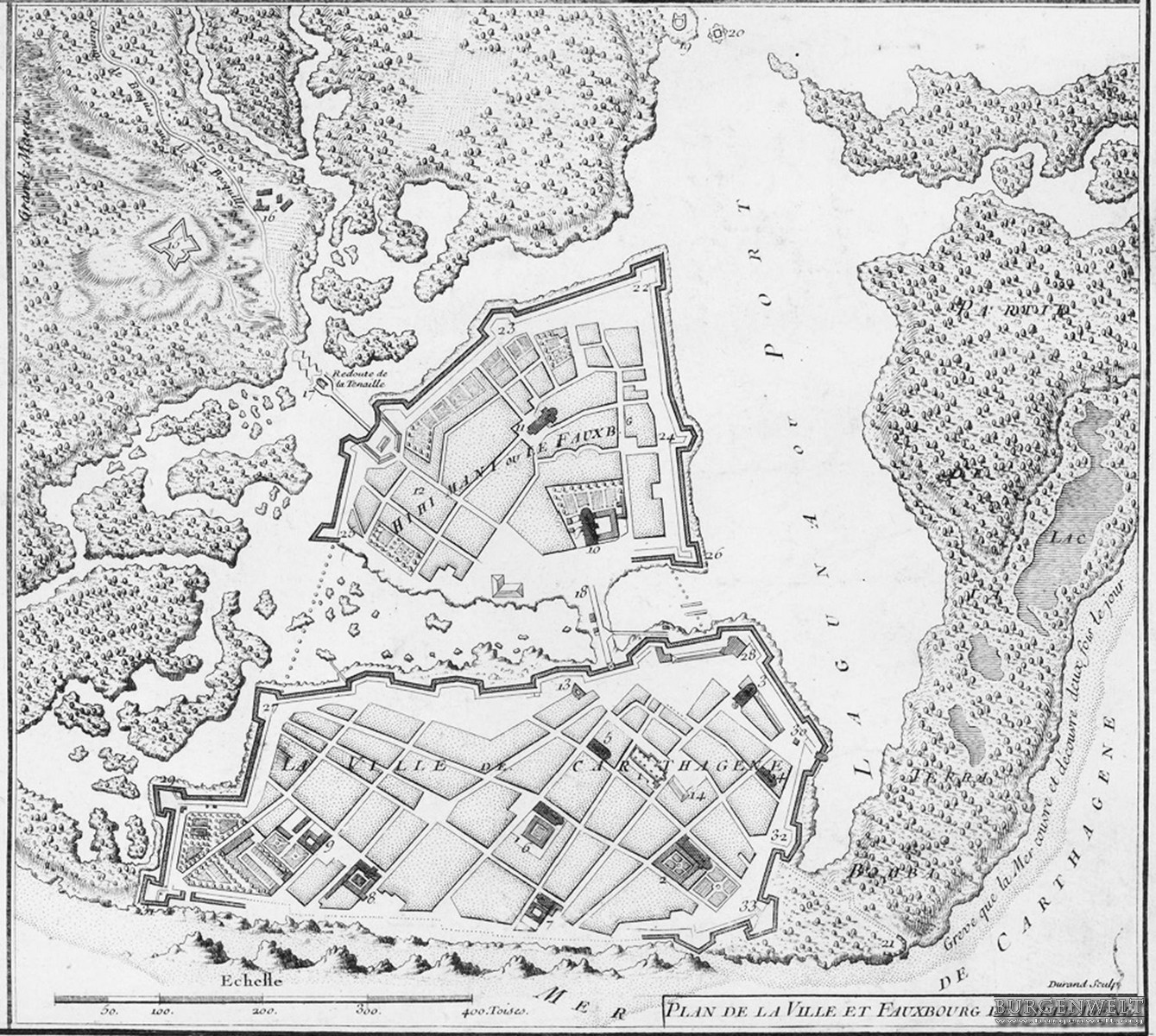 Karte von Cartagena aus dem Jahr 1741.