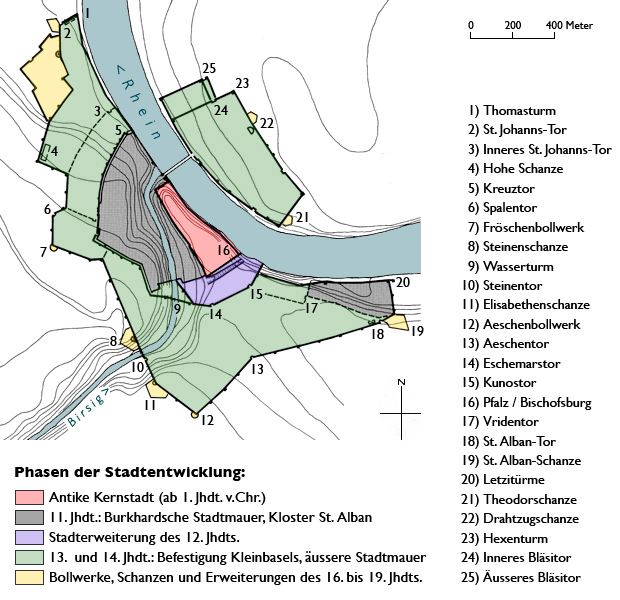 Grundriss Stadtbefestigung Basel