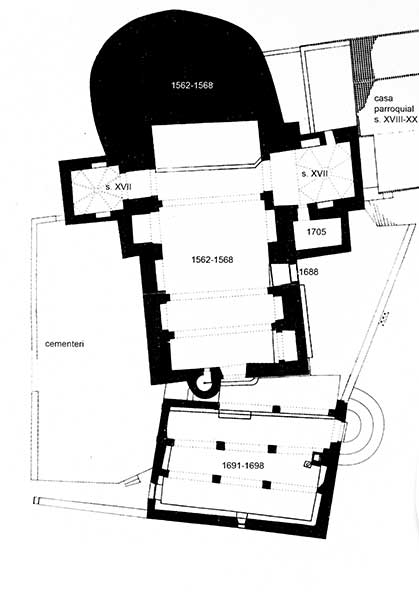 Der Grundriss zeigt die einzelnen Bauabschnitte vom 16. bis zum 18. Jahrhundert